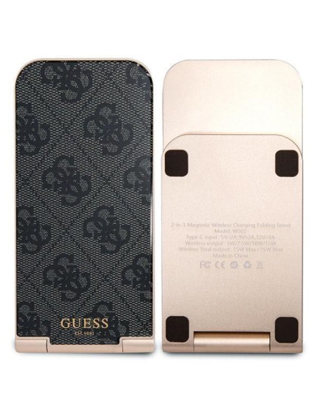 Ładowarka indukcyjna Guess 4G Pattern MagSafe składana 2w1 15W - czarna Ładowarka indukcyjna Guess 4G Pattern MagSafe składana 2w1 15W - czarna