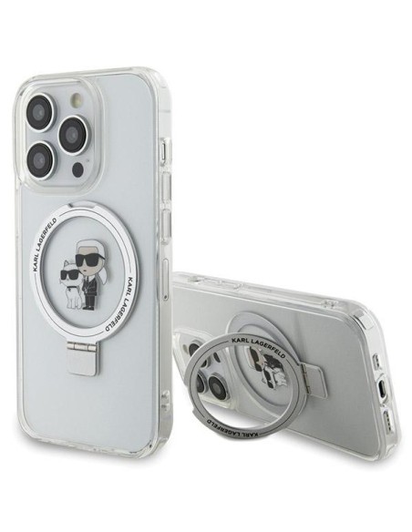 Etui Karl Lagerfeld Ring Stand Karl&Choupettte MagSafe na iPhone 13 Pro Max - białe Etui Karl Lagerfeld Ring Stand Karl&Choupettte MagSafe na iPhone 13 Pro Max - białe