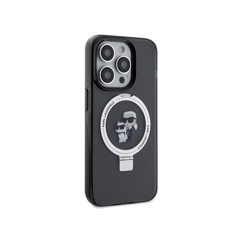 Etui Karl Lagerfeld Ring Stand Karl&Choupettte MagSafe na iPhone 13 Pro Max - czarne
