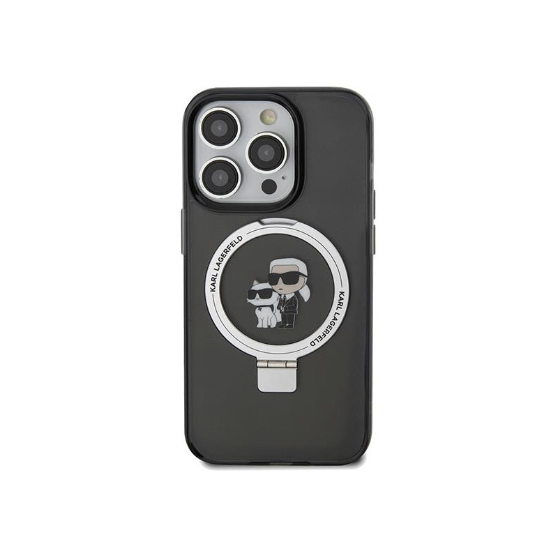 Etui Karl Lagerfeld Ring Stand Karl&Choupettte MagSafe na iPhone 14 Pro - czarne