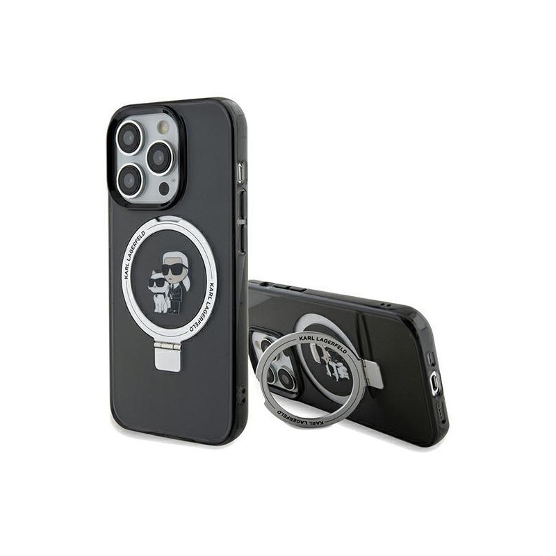 Etui Karl Lagerfeld Ring Stand Karl&Choupettte MagSafe na iPhone 14 Pro Max - czarne