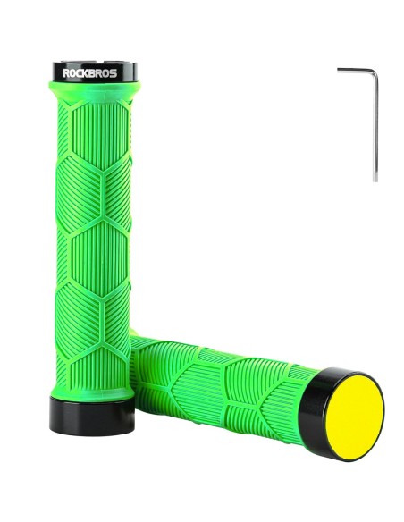 Gripy rowerowe Rockbros 40720007005 z odblaskiem - zielone Gripy rowerowe Rockbros 40720007005 z odblaskiem - zielone