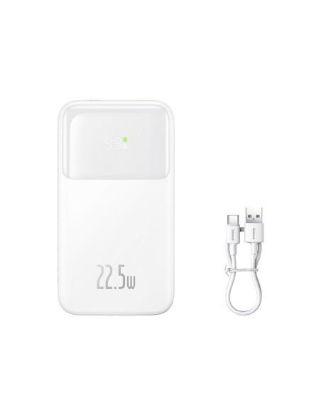 Powerbank Baseus Comet Series z wyświetlaczem 10000mAh 22.5W - biały + kabel USB-A - USB-C