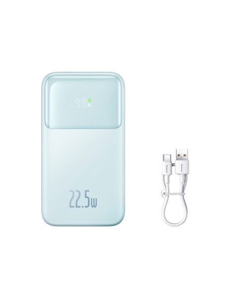 Powerbank Baseus Comet Series z wyświetlaczem 10000mAh 22.5W - niebieski + kabel USB-A - USB-C 0.3m - biały Powerbank Baseus Comet Series z wyświetlaczem 10000mAh 22.5W - niebieski + kabel USB-A - USB-C 0.3m - biały