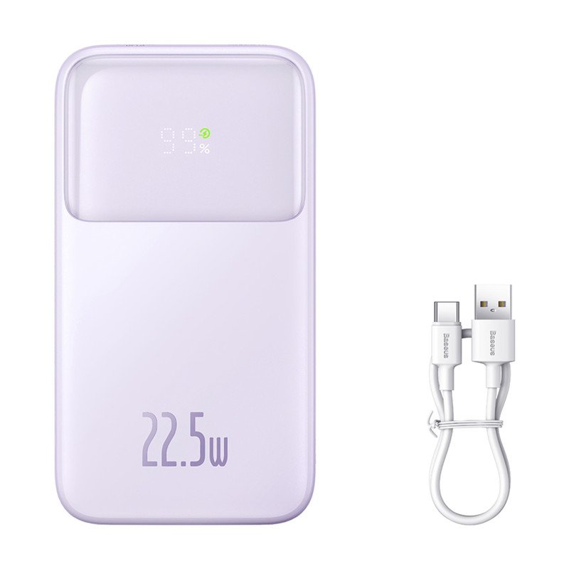 Powerbank Baseus Comet Series z wyświetlaczem 10000mAh 22.5W - fioletowy + kabel USB-A / USB-C Powerbank Baseus Comet Series z wyświetlaczem 10000mAh 22.5W - fioletowy + kabel USB-A / USB-C