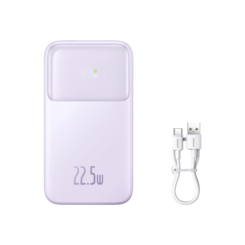 Powerbank Baseus Comet Series z wyświetlaczem 20000mAh 22.5W - fioletowy + kabel USB-A / USB-C
