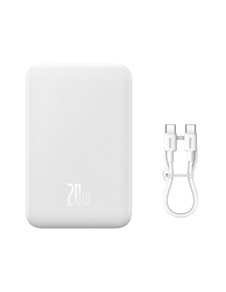 Powerbank Baseus Magnetic Mini 20000 mAh 20W - biały + kabel USB-C / USB-C Powerbank Baseus Magnetic Mini 20000 mAh 20W - biały + kabel USB-C / USB-C