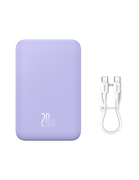 Powerbank Baseus Magnetic Mini 20000 mAh 20W - fioletowy + kabel USB-C / USB-C Powerbank Baseus Magnetic Mini 20000 mAh 20W - fioletowy + kabel USB-C / USB-C