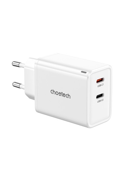 Ładowarka sieciowa Choetech PD6013 2x USB-C PD 65W GaN - biała Ładowarka sieciowa Choetech PD6013 2x USB-C PD 65W GaN - biała