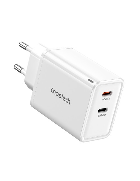 Ładowarka sieciowa Choetech PD6013 2x USB-C PD 65W GaN - biała Ładowarka sieciowa Choetech PD6013 2x USB-C PD 65W GaN - biała