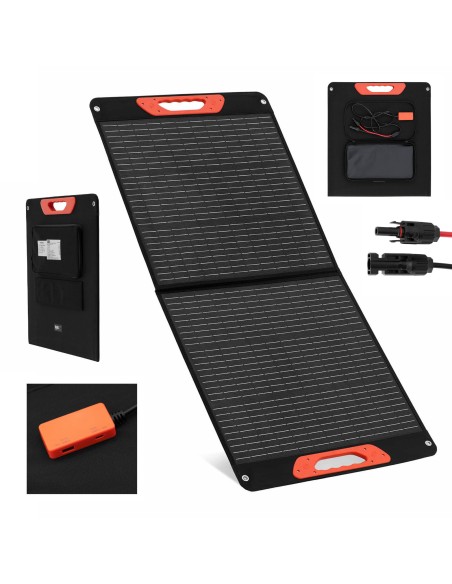 Saulės įkroviklis saulės skydelis sulankstomas turistinis kempingas 2 x USB 100 W