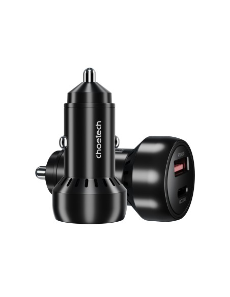 Ładowarka samochodowa Choetech TC0014 USB-C USB-A PD 60W z podświetleniem LED - czarna Ładowarka samochodowa Choetech TC0014 USB-C USB-A PD 60W z podświetleniem LED - czarna