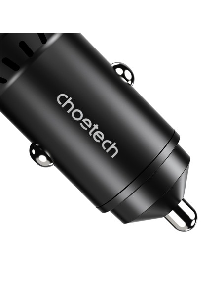 Ładowarka samochodowa Choetech TC0014 USB-C USB-A PD 60W z podświetleniem LED - czarna Ładowarka samochodowa Choetech TC0014 USB-C USB-A PD 60W z podświetleniem LED - czarna