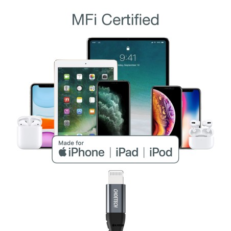 Kabel Choetech IP0039 USB-C / Lightning MFi 480Mb/ s 3A 1.2m - czarny Kabel Choetech IP0039 USB-C / Lightning MFi 480Mb/ s 3A 1.2m - czarny