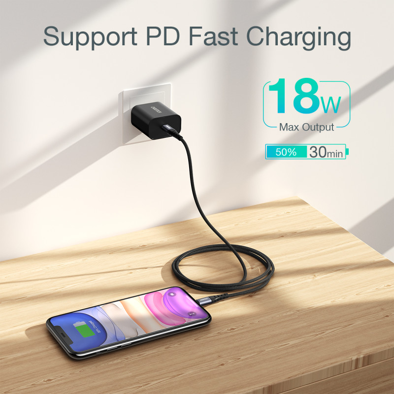Kabel Choetech IP0041 USB-C / Lightning MFi 480Mb/ s 3A 2 m - czarny