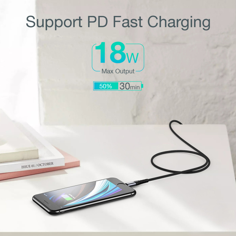 Kabel Choetech IP0042 USB-C / Lightning MFi 480Mb/ s 3A 3m - czarny