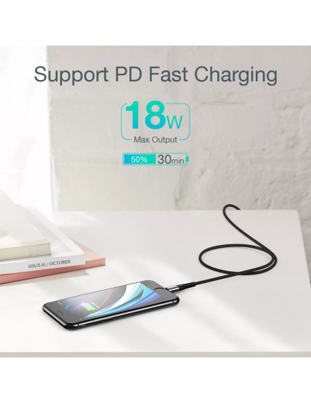 Kabel Choetech IP0042 USB-C / Lightning MFi 480Mb/ s 3A 3m - czarny Kabel Choetech IP0042 USB-C / Lightning MFi 480Mb/ s 3A 3m - czarny