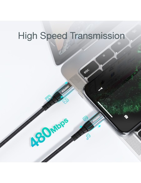 Kabel Choetech IP0042 USB-C / Lightning MFi 480Mb/ s 3A 3m - czarny Kabel Choetech IP0042 USB-C / Lightning MFi 480Mb/ s 3A 3m - czarny