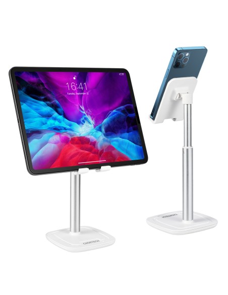 Stojak Choetech H035 aluminiowy na telefon lub tablet z regulacją - biało-srebrny Stojak Choetech H035 aluminiowy na telefon lub tablet z regulacją - biało-srebrny