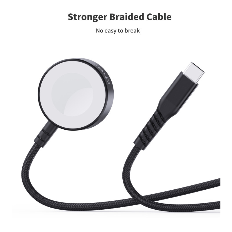 Ładowarka bezprzewodowa Choetech T319 MFI o mocy 5W, do Apple Watch + kabel USB-C - czarna