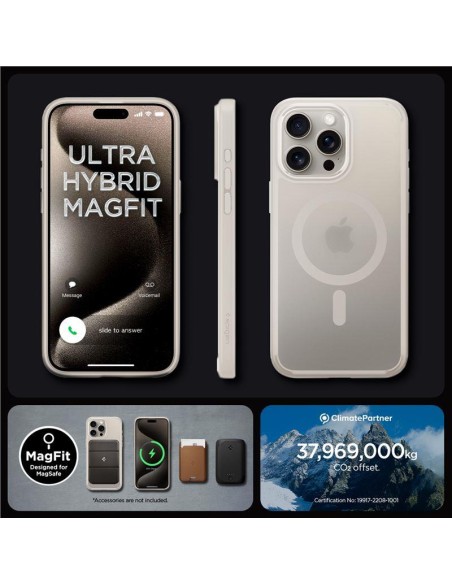 Etui Spigen Ultra Hybrid Mag z MagSafe na iPhone 15 Pro Max - matowy tytan naturalny Etui Spigen Ultra Hybrid Mag z MagSafe na iPhone 15 Pro Max - matowy tytan naturalny