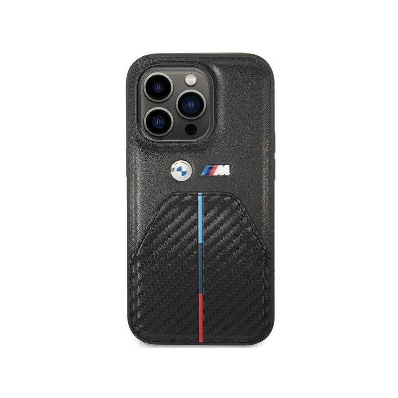 Etui BMW Stamped Tricolor Stripe na iPhone 14 Pro - czarne