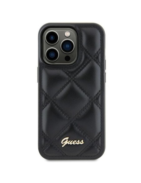 Etui Guess Quilted Metal Logo na Samsung Galaxy S23 FE - czarne Etui Guess Quilted Metal Logo na Samsung Galaxy S23 FE - czarne