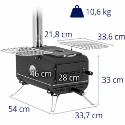 Nešiojama turistinė palapinė viryklė šildymui ir kepimo kamerai 460 x 280 x 231 mm - juoda