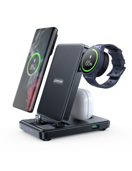 Stacja ładująca 4w1 Joyroom JR-WQS01 Samsung Galaxy USB-C składana + kabel USB-A - USB-C - czarna Stacja ładująca 4w1 Joyroom JR-WQS01 Samsung Galaxy USB-C składana + kabel USB-A - USB-C - czarna
