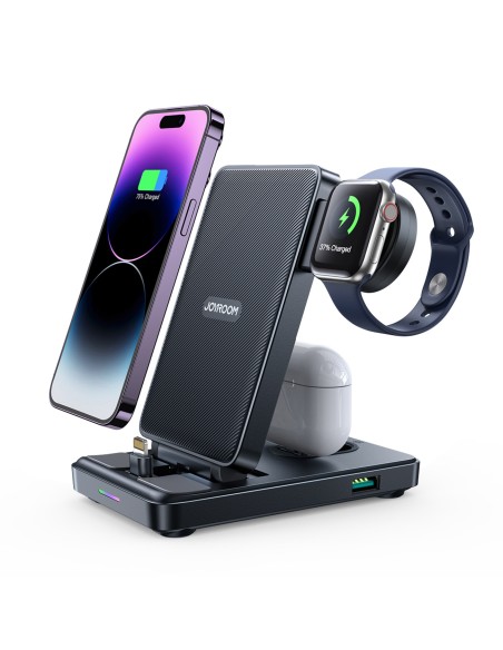 Stacja ładująca 4w1 Joyroom JR-WQS02 iPhone AirPods Apple Watch składana - czarna Stacja ładująca 4w1 Joyroom JR-WQS02 iPhone AirPods Apple Watch składana - czarna