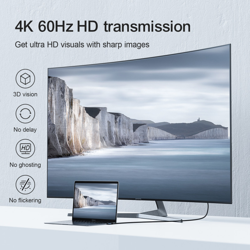 Kabel USB-C - HDMI Joyroom SY-20C1 kątowy 4K 60Hz 2m – szary