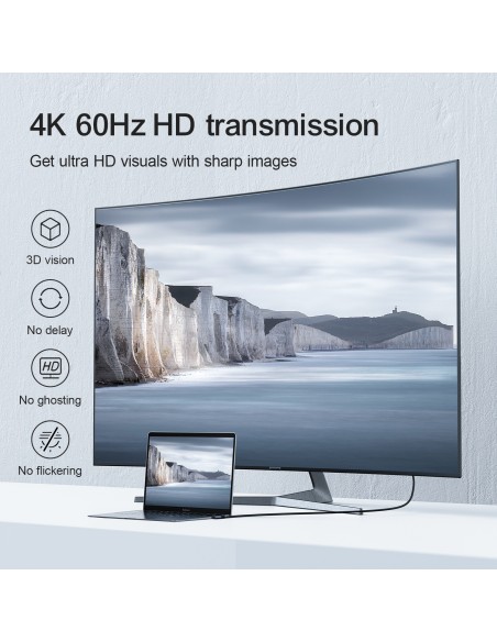 Kabel USB-C - HDMI Joyroom SY-20C1 kątowy 4K 60Hz 2m – szary Kabel USB-C - HDMI Joyroom SY-20C1 kątowy 4K 60Hz 2m – szary