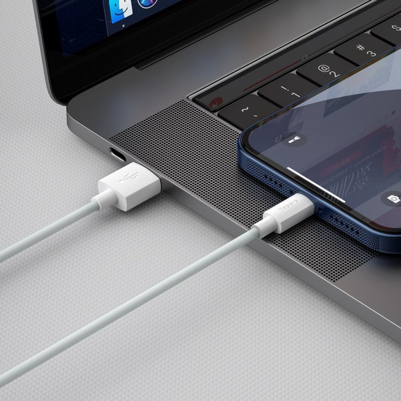 2x USB laidas Iphone žaibiškas greitas įkrovimas Maitinimo tiekimas 1,5 m baltas