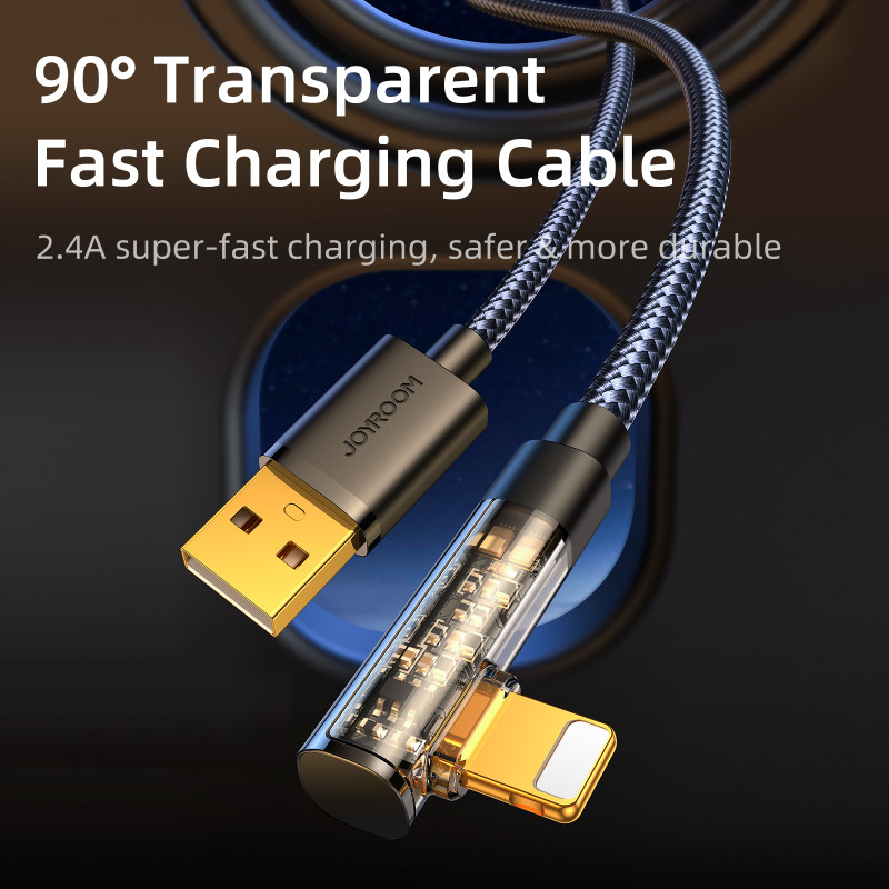 Kabel kątowy Joyroom S-UL012A6 USB-A - Ligtning 2.4A 1,2m - niebieski