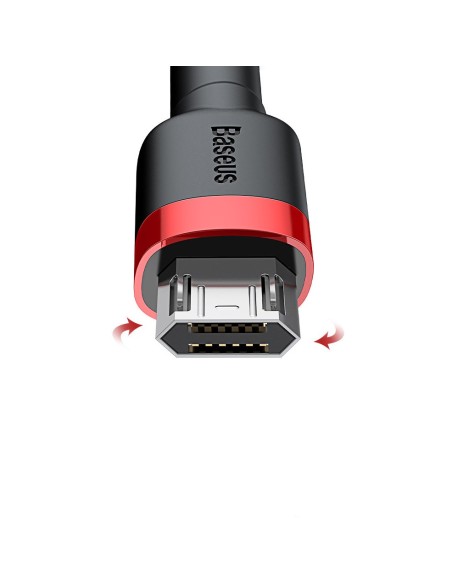 Patvarus nailono kabelis USB microUSB 2A 3M juodos ir raudonos spalvos Patvarus nailono kabelis USB microUSB 2A 3M juodos ir raudonos spalvos