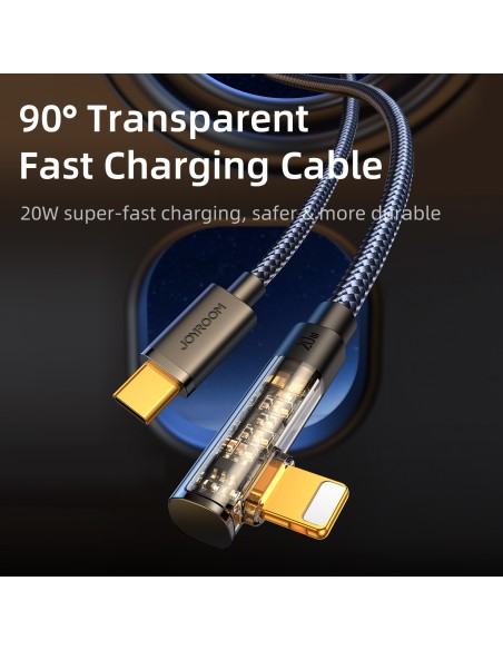Kabel Joyroom S-CL020A6 Lightning kątowy - USB-C szybkie ładowanie i transfer 20W 1,2 m - niebieski Kabel Joyroom S-CL020A6 Lightning kątowy - USB-C szybkie ładowanie i transfer 20W 1,2 m - niebieski
