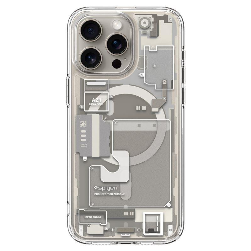 Etui Spigen Ultra Hybrid Mag z MagSafe na iPhone 15 Pro - tytan naturalny (wzór Zero One)
