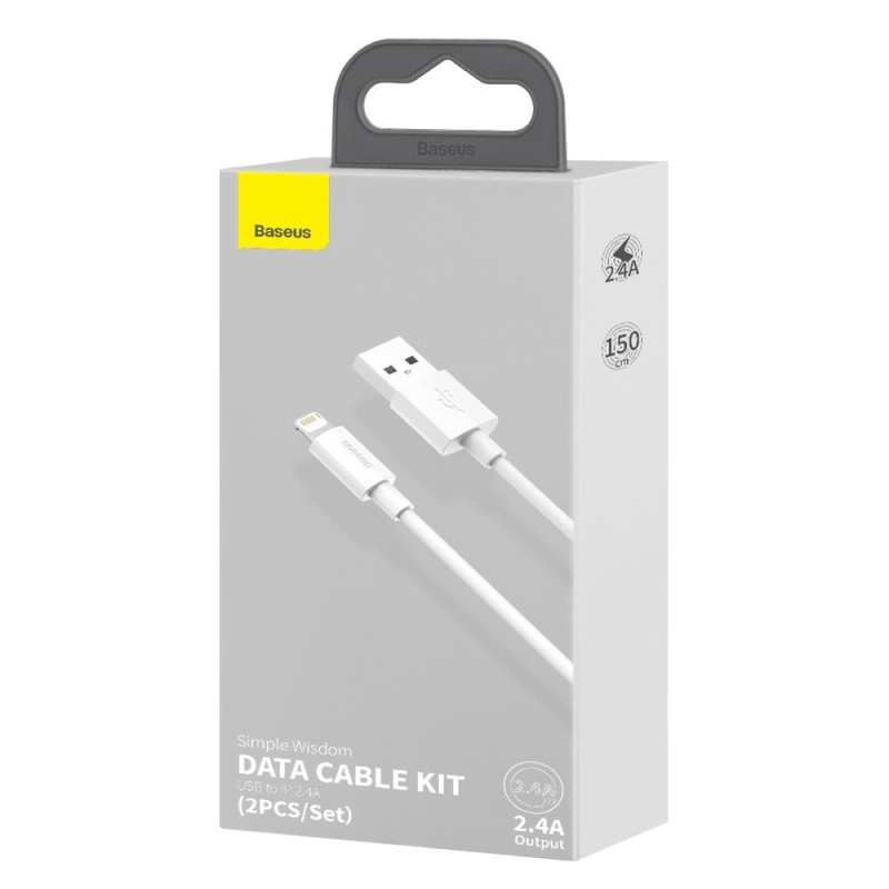2x USB laidas Iphone žaibiškas greitas įkrovimas Maitinimo tiekimas 1,5 m baltas