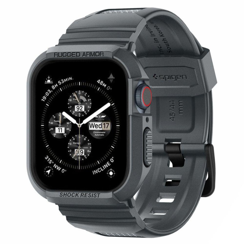Etui Spigen Rugged Armor Pro na Apple Watch 4 / 5 / 6 / 7 / 8 / 9 / SE (44 / 45 mm) - ciemnoszare Etui Spigen Rugged Armor Pro na Apple Watch 4 / 5 / 6 / 7 / 8 / 9 / SE (44 / 45 mm) - ciemnoszare