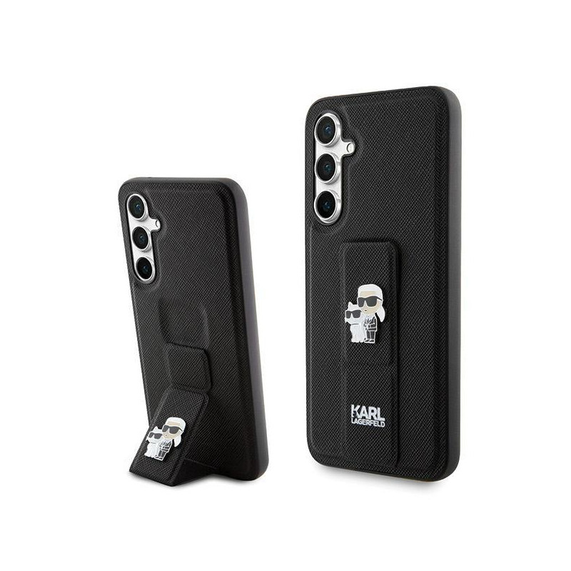 Etui Karl Lagerfeld Gripstand Saffiano Karl&Choupette Pins na Samsung Galaxy S23 FE - czarne
