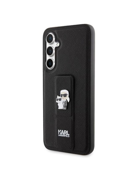 Etui Karl Lagerfeld Gripstand Saffiano Karl&Choupette Pins na Samsung Galaxy S23 FE - czarne Etui Karl Lagerfeld Gripstand Saffiano Karl&Choupette Pins na Samsung Galaxy S23 FE - czarne