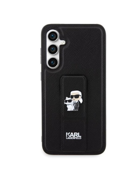Etui Karl Lagerfeld Gripstand Saffiano Karl&Choupette Pins na Samsung Galaxy S23 FE - czarne Etui Karl Lagerfeld Gripstand Saffiano Karl&Choupette Pins na Samsung Galaxy S23 FE - czarne