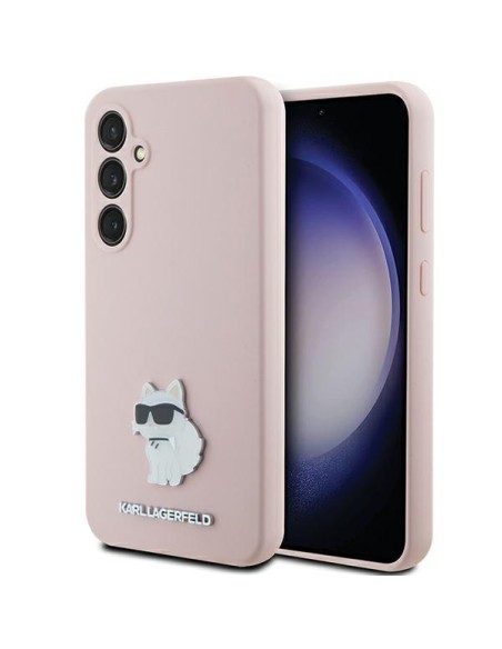 Etui Karl Lagerfeld Silicone Choupette Metal Pin na Samsung Galaxy S23 FE - różowe Etui Karl Lagerfeld Silicone Choupette Metal Pin na Samsung Galaxy S23 FE - różowe