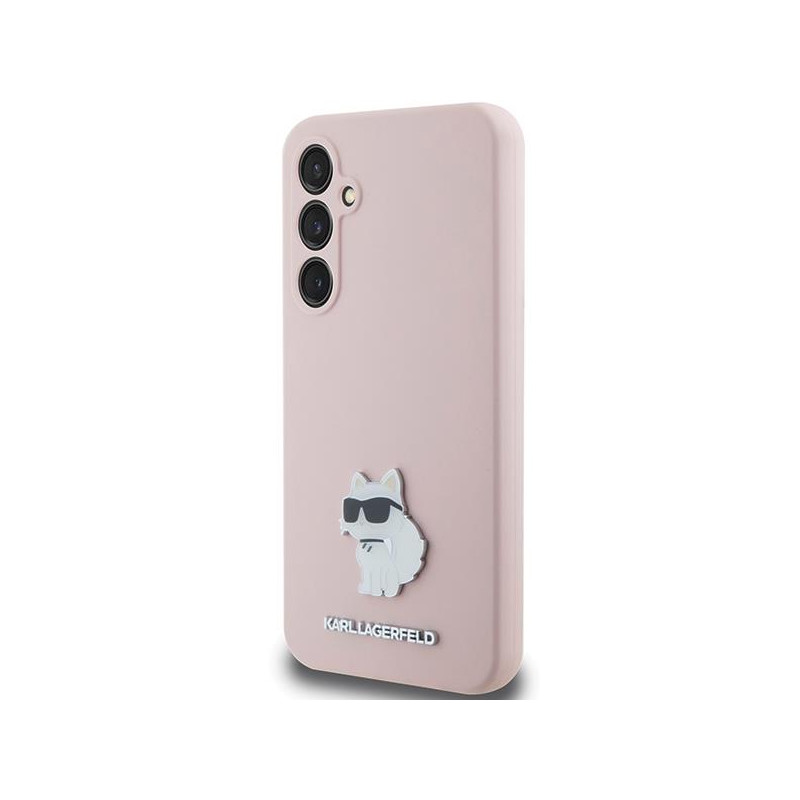 Etui Karl Lagerfeld Silicone Choupette Metal Pin na Samsung Galaxy S23 FE - różowe