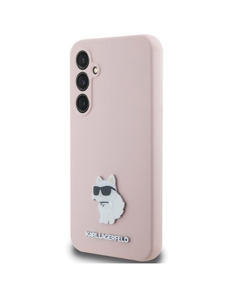 Etui Karl Lagerfeld Silicone Choupette Metal Pin na Samsung Galaxy S23 FE - różowe Etui Karl Lagerfeld Silicone Choupette Metal Pin na Samsung Galaxy S23 FE - różowe
