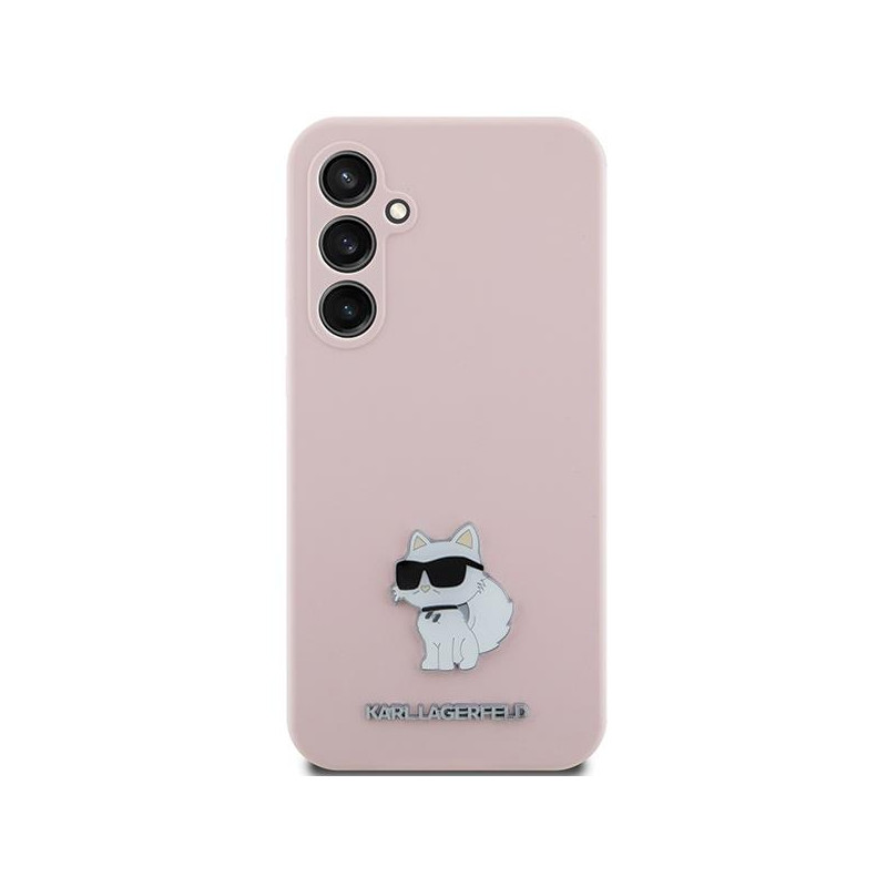 Etui Karl Lagerfeld Silicone Choupette Metal Pin na Samsung Galaxy S23 FE - różowe