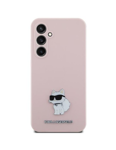 Etui Karl Lagerfeld Silicone Choupette Metal Pin na Samsung Galaxy S23 FE - różowe Etui Karl Lagerfeld Silicone Choupette Metal Pin na Samsung Galaxy S23 FE - różowe