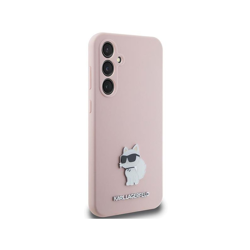 Etui Karl Lagerfeld Silicone Choupette Metal Pin na Samsung Galaxy S23 FE - różowe