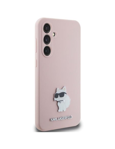 Etui Karl Lagerfeld Silicone Choupette Metal Pin na Samsung Galaxy S23 FE - różowe Etui Karl Lagerfeld Silicone Choupette Metal Pin na Samsung Galaxy S23 FE - różowe