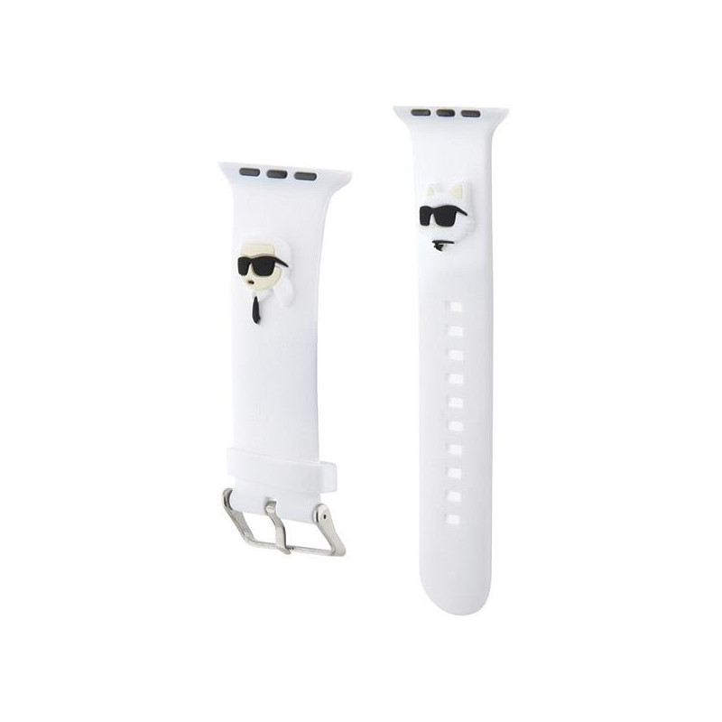 Pasek Karl Lagerfeld 3D Rubber Karl&Choupette Heads na Apple Watch 38/ 40/ 41mm - biały